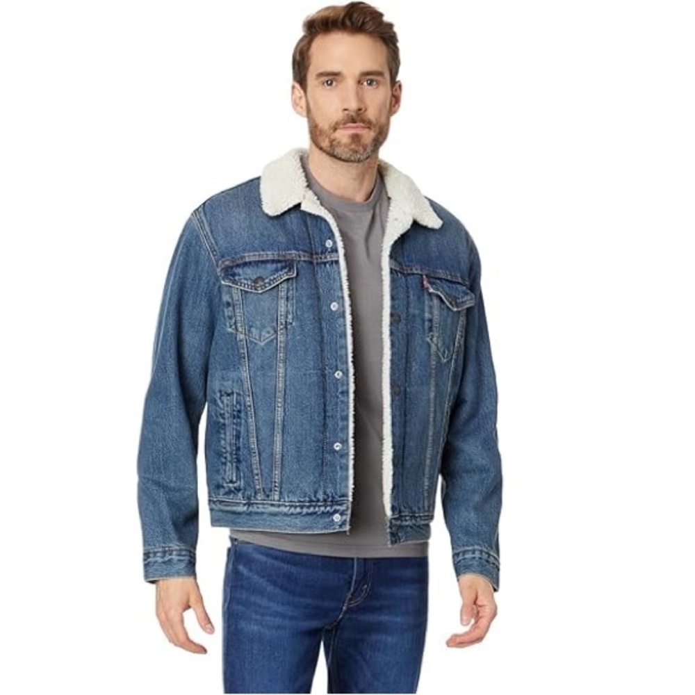 NWT Levi’s Men’s Sherpa Trucker Jacket in Color Television Blue sz L